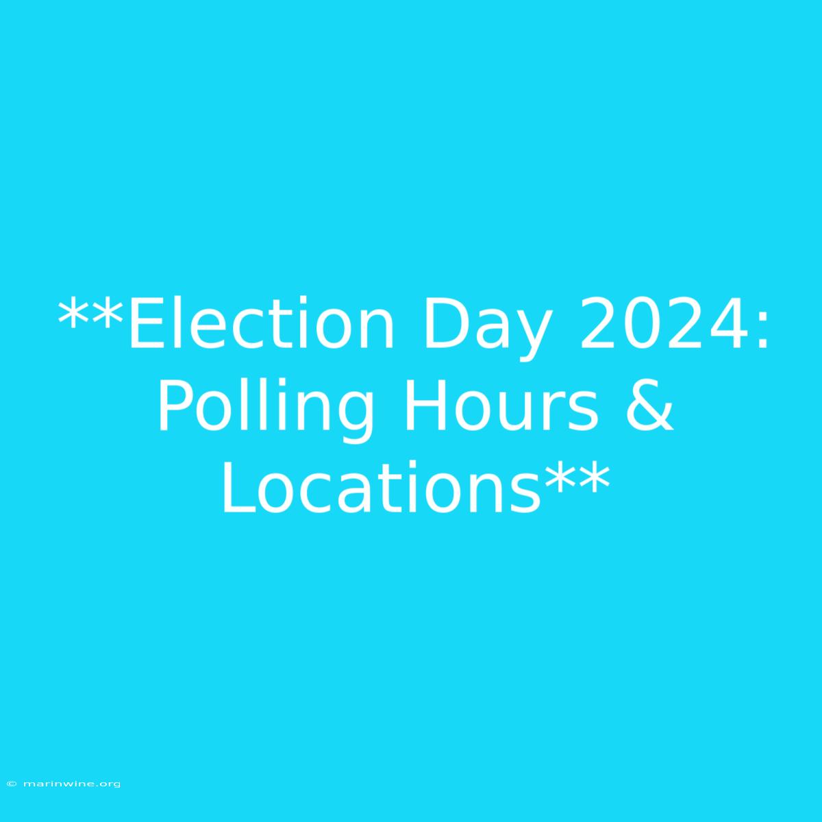 **Election Day 2024: Polling Hours & Locations**