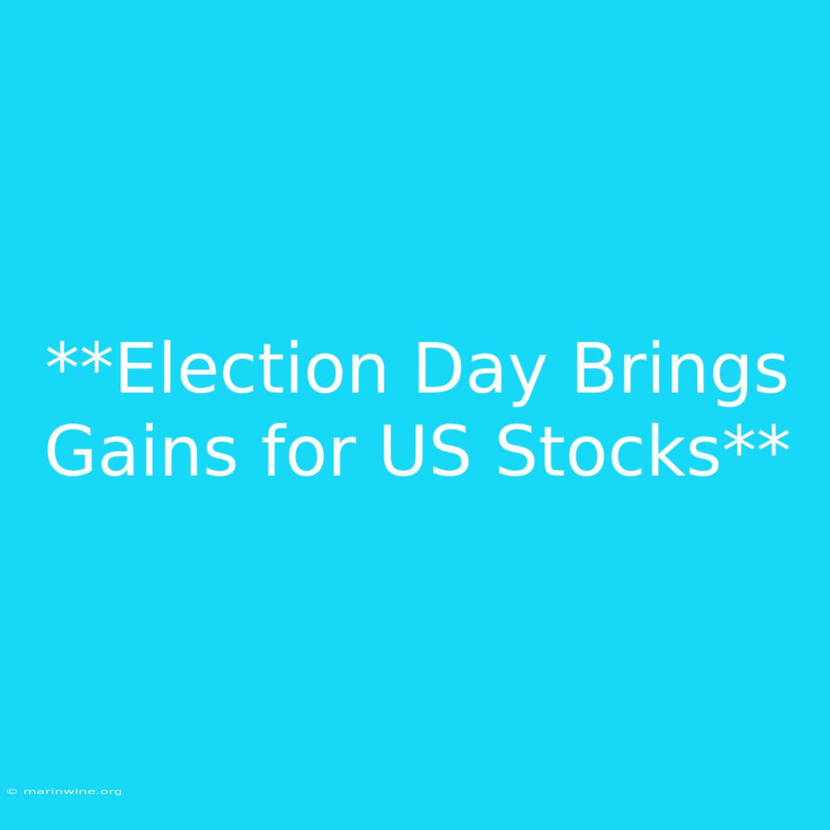 **Election Day Brings Gains For US Stocks**