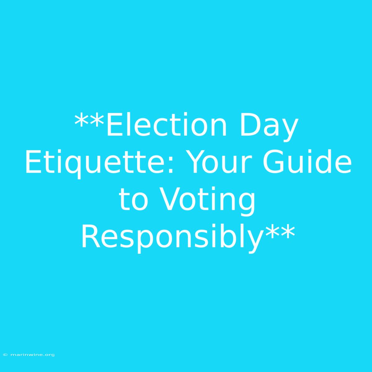 **Election Day Etiquette: Your Guide To Voting Responsibly**