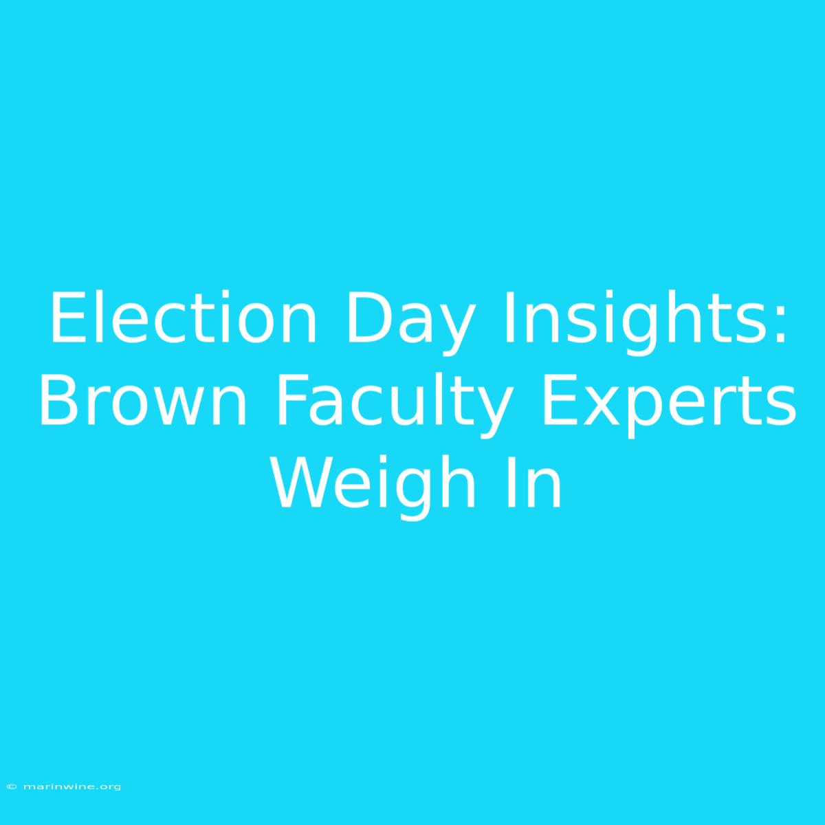 Election Day Insights: Brown Faculty Experts Weigh In