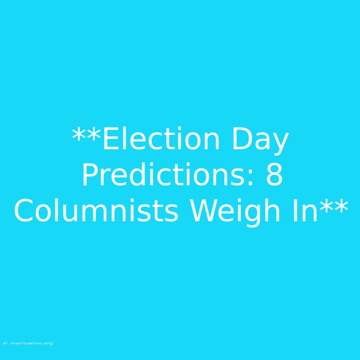 **Election Day Predictions: 8 Columnists Weigh In**