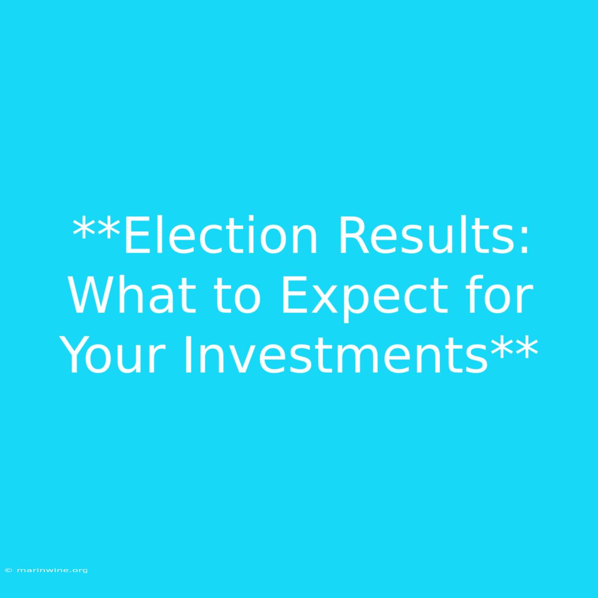 **Election Results: What To Expect For Your Investments** 