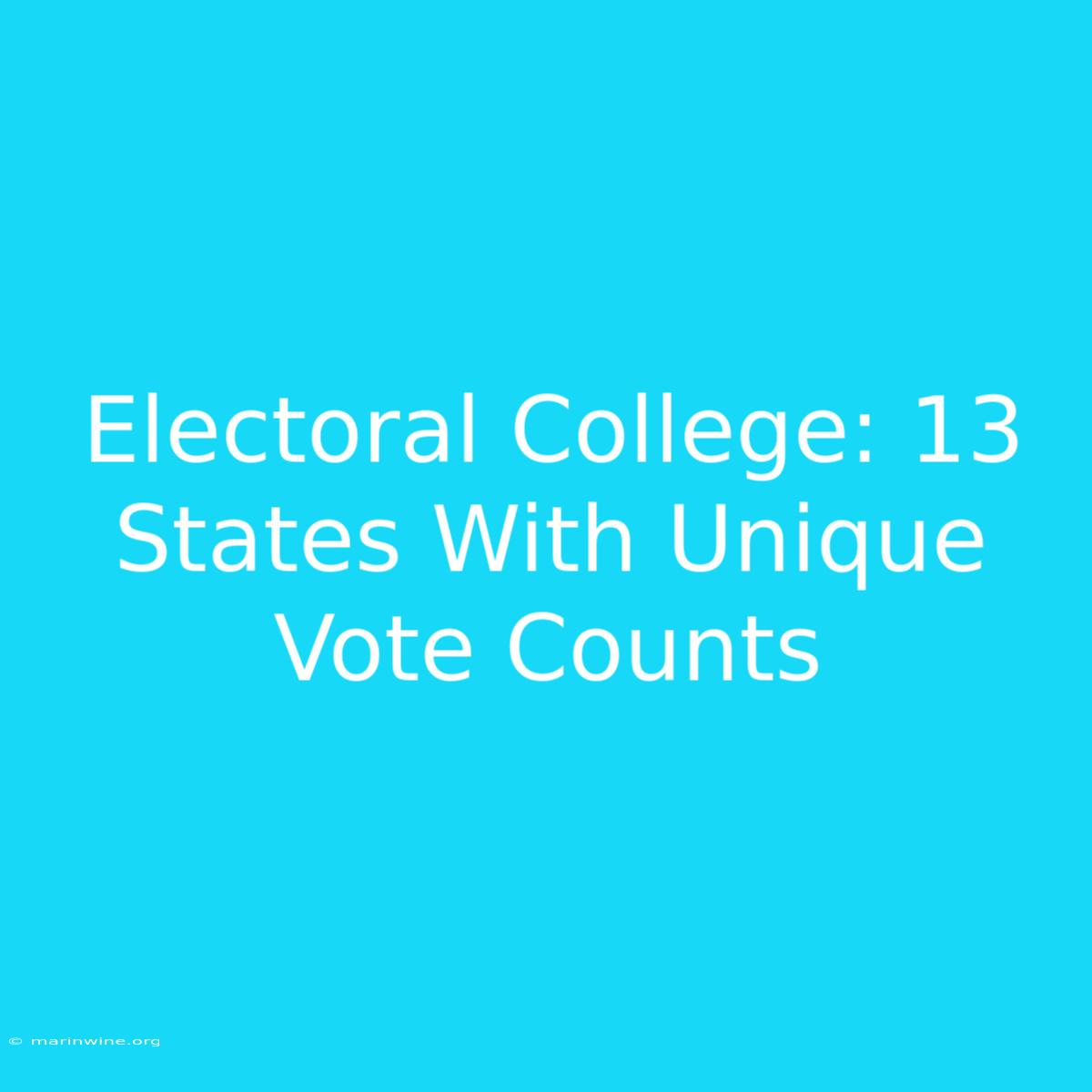 Electoral College: 13 States With Unique Vote Counts