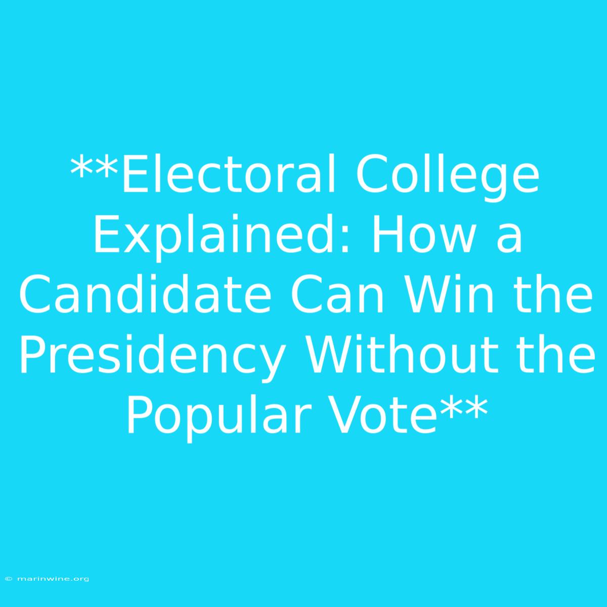 **Electoral College Explained: How A Candidate Can Win The Presidency Without The Popular Vote** 