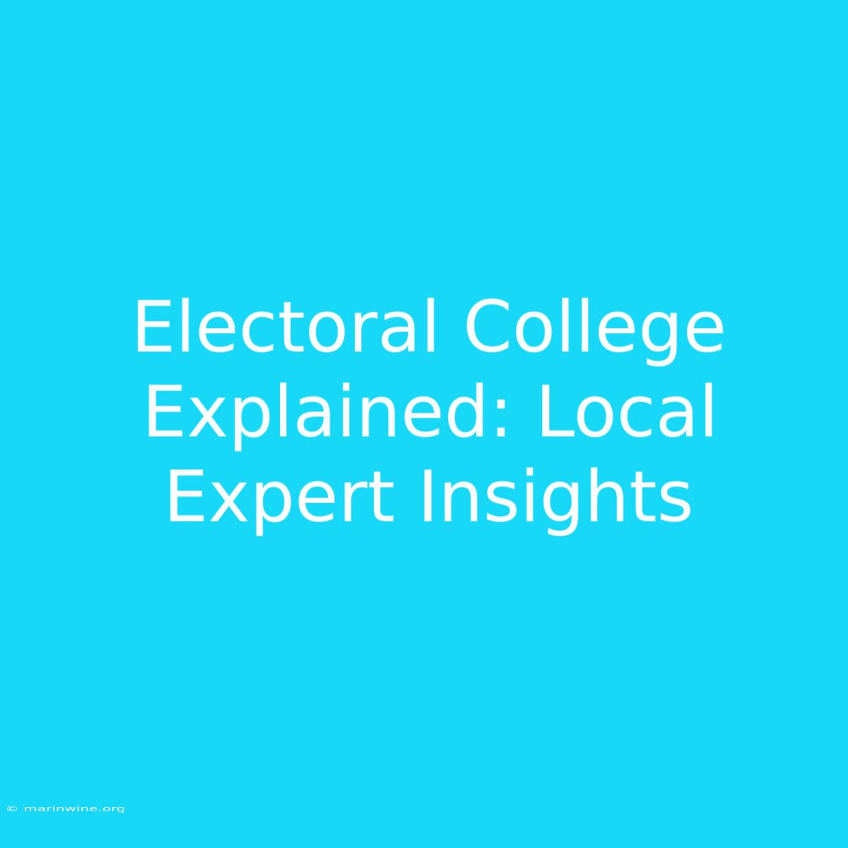 Electoral College Explained: Local Expert Insights