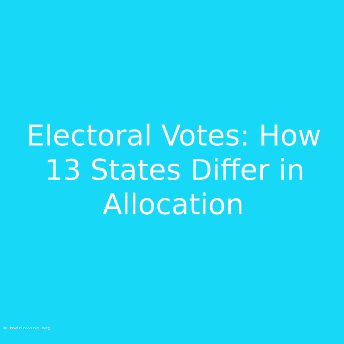 Electoral Votes: How 13 States Differ In Allocation