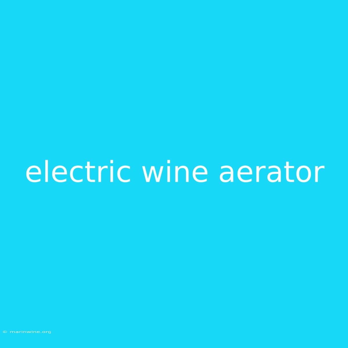 Electric Wine Aerator