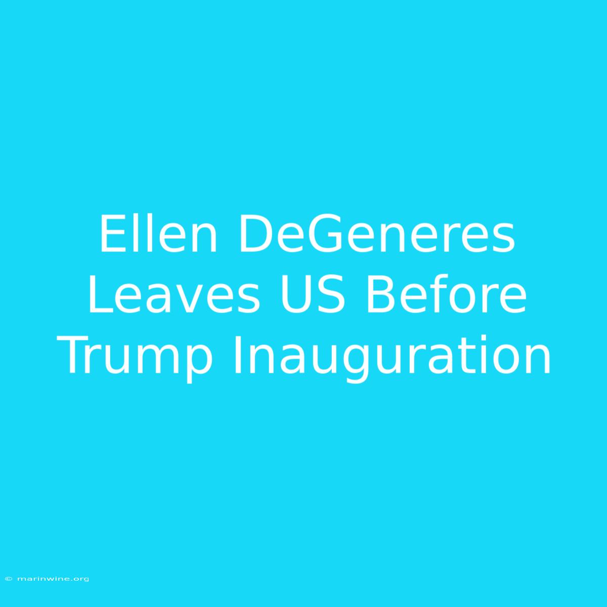 Ellen DeGeneres Leaves US Before Trump Inauguration