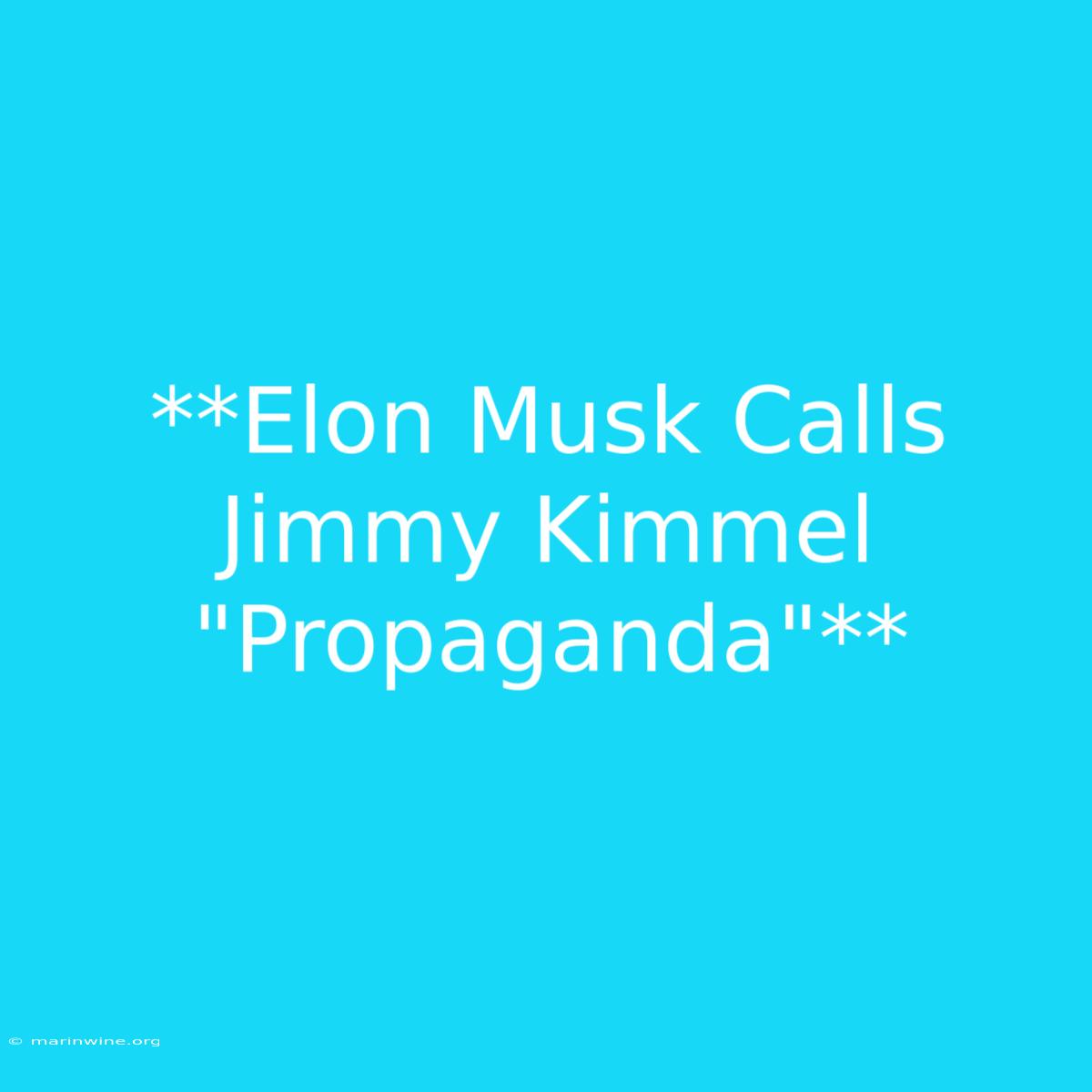 **Elon Musk Calls Jimmy Kimmel 