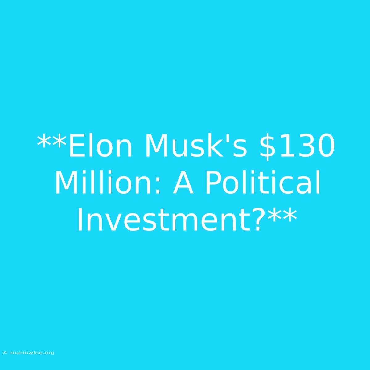 **Elon Musk's $130 Million: A Political Investment?** 