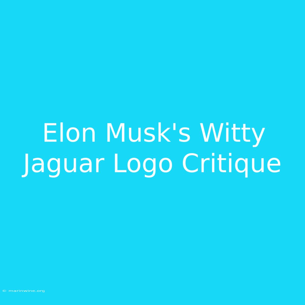 Elon Musk's Witty Jaguar Logo Critique