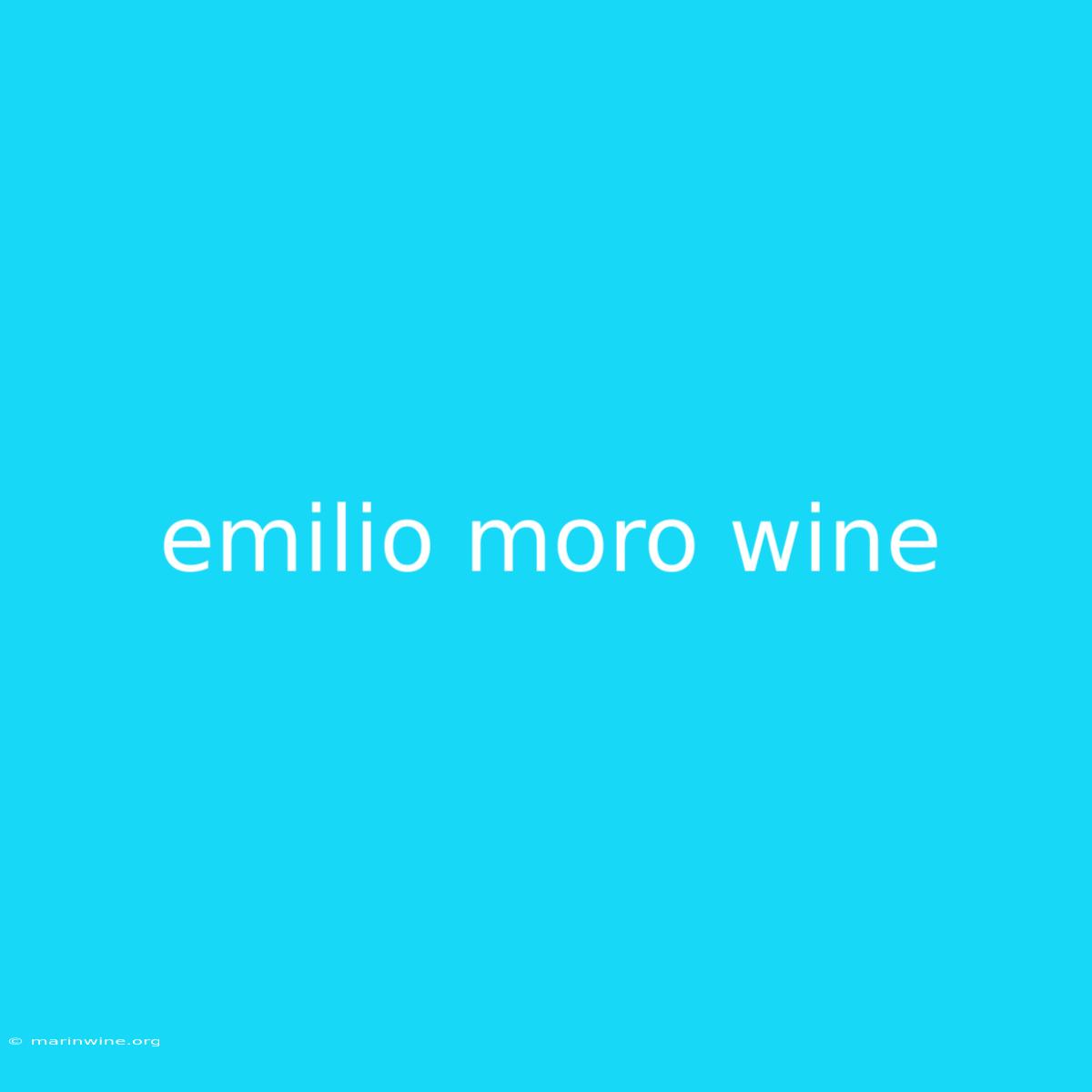 Emilio Moro Wine