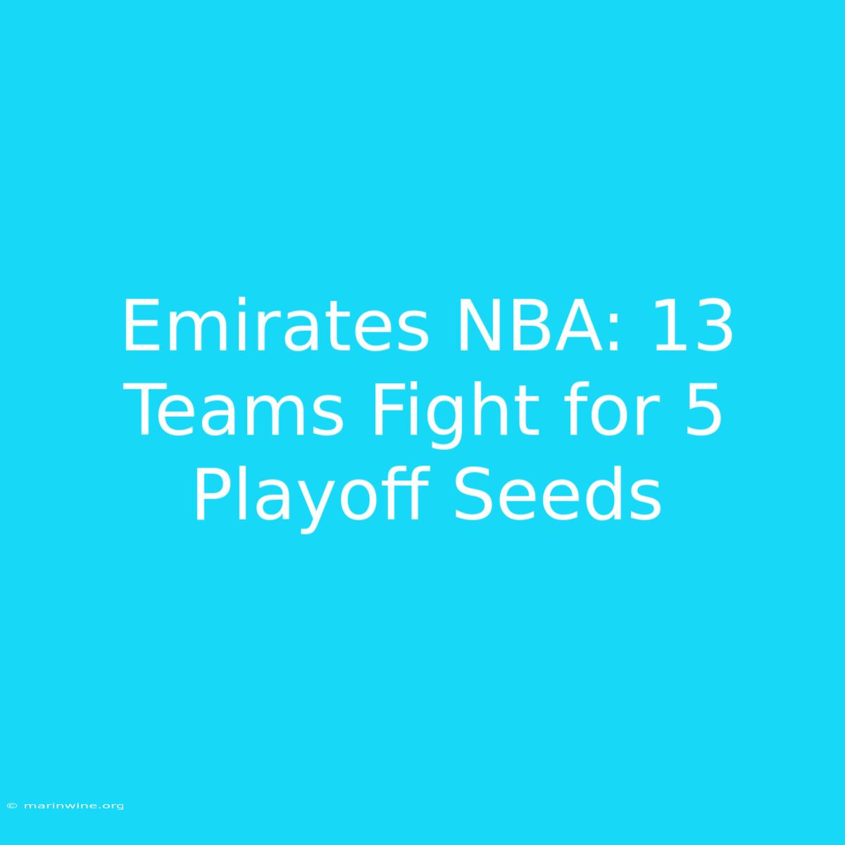 Emirates NBA: 13 Teams Fight For 5 Playoff Seeds