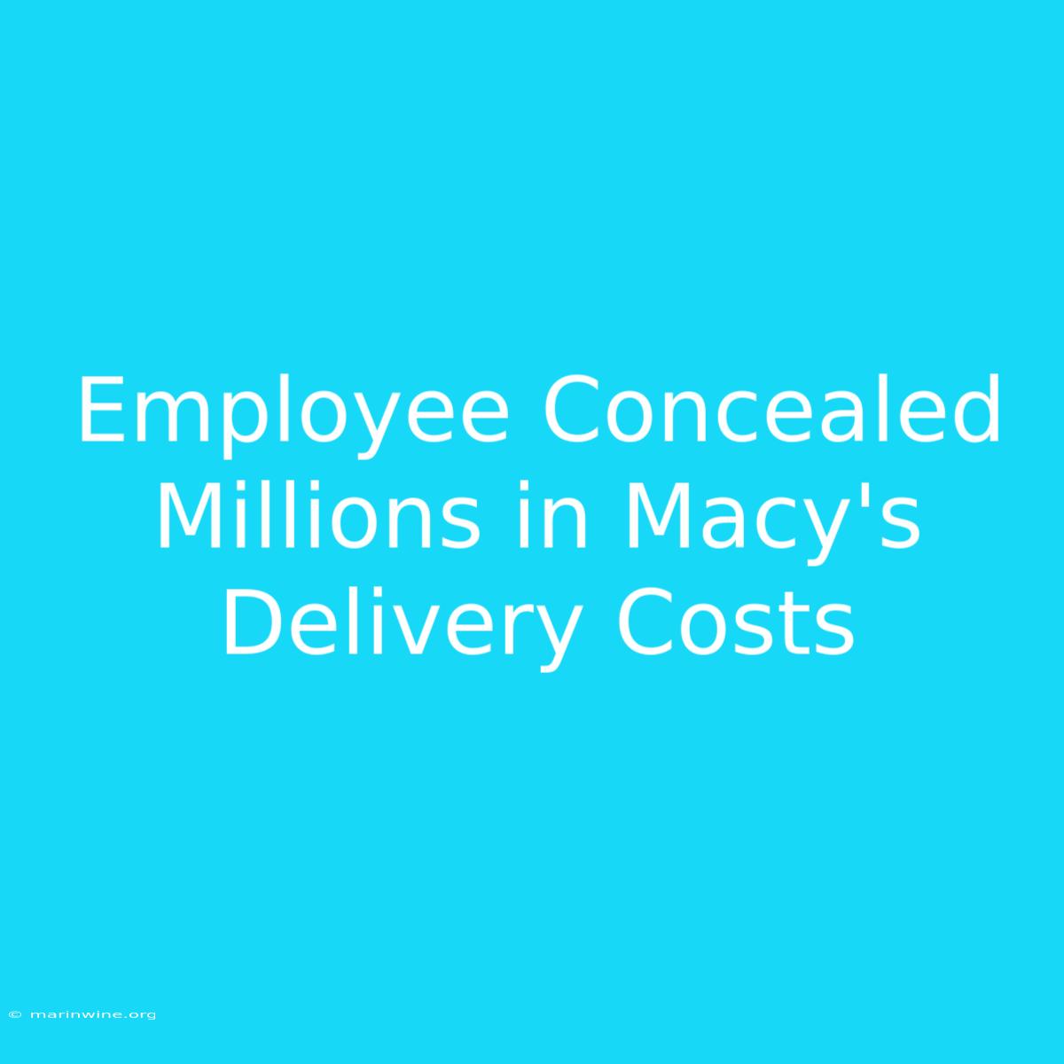 Employee Concealed Millions In Macy's Delivery Costs