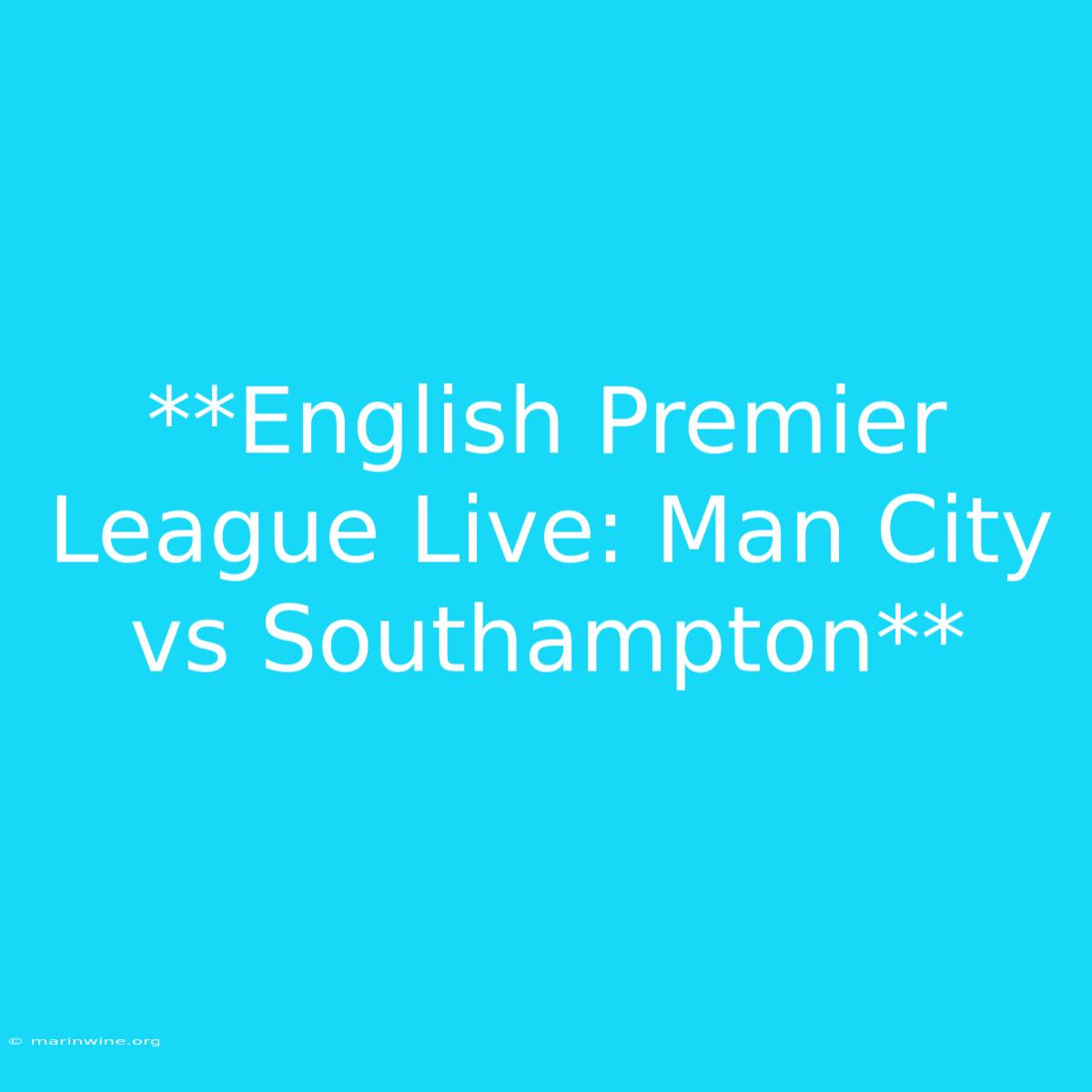 **English Premier League Live: Man City Vs Southampton** 