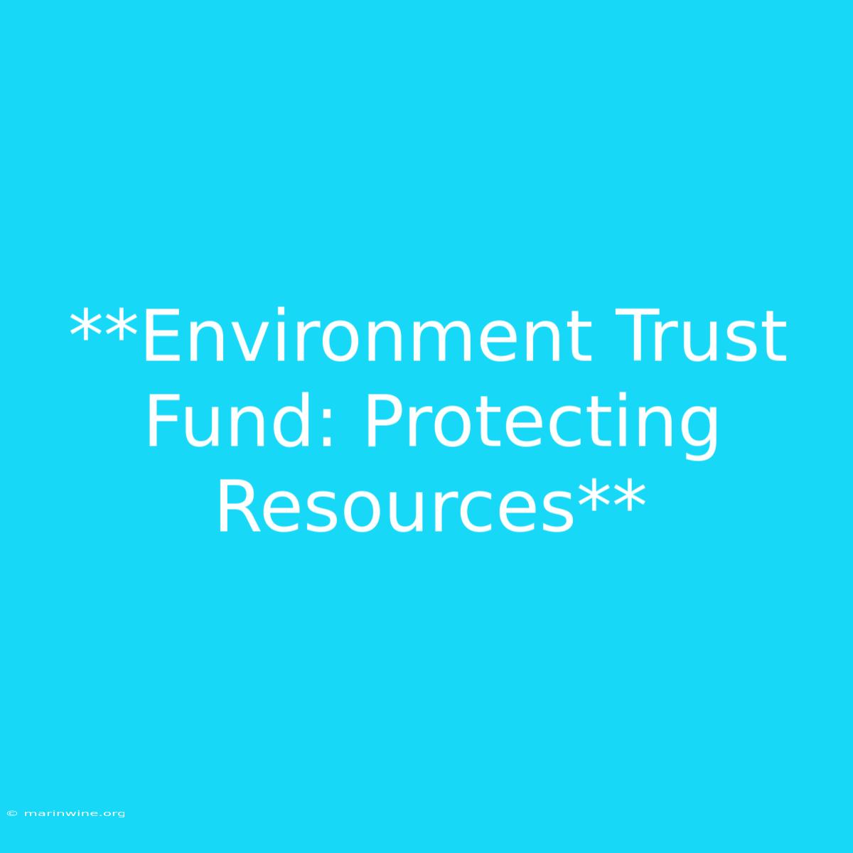 **Environment Trust Fund: Protecting Resources** 