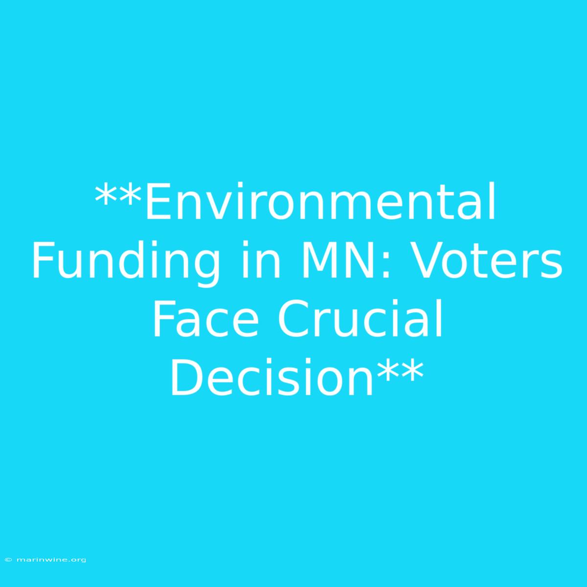 **Environmental Funding In MN: Voters Face Crucial Decision**