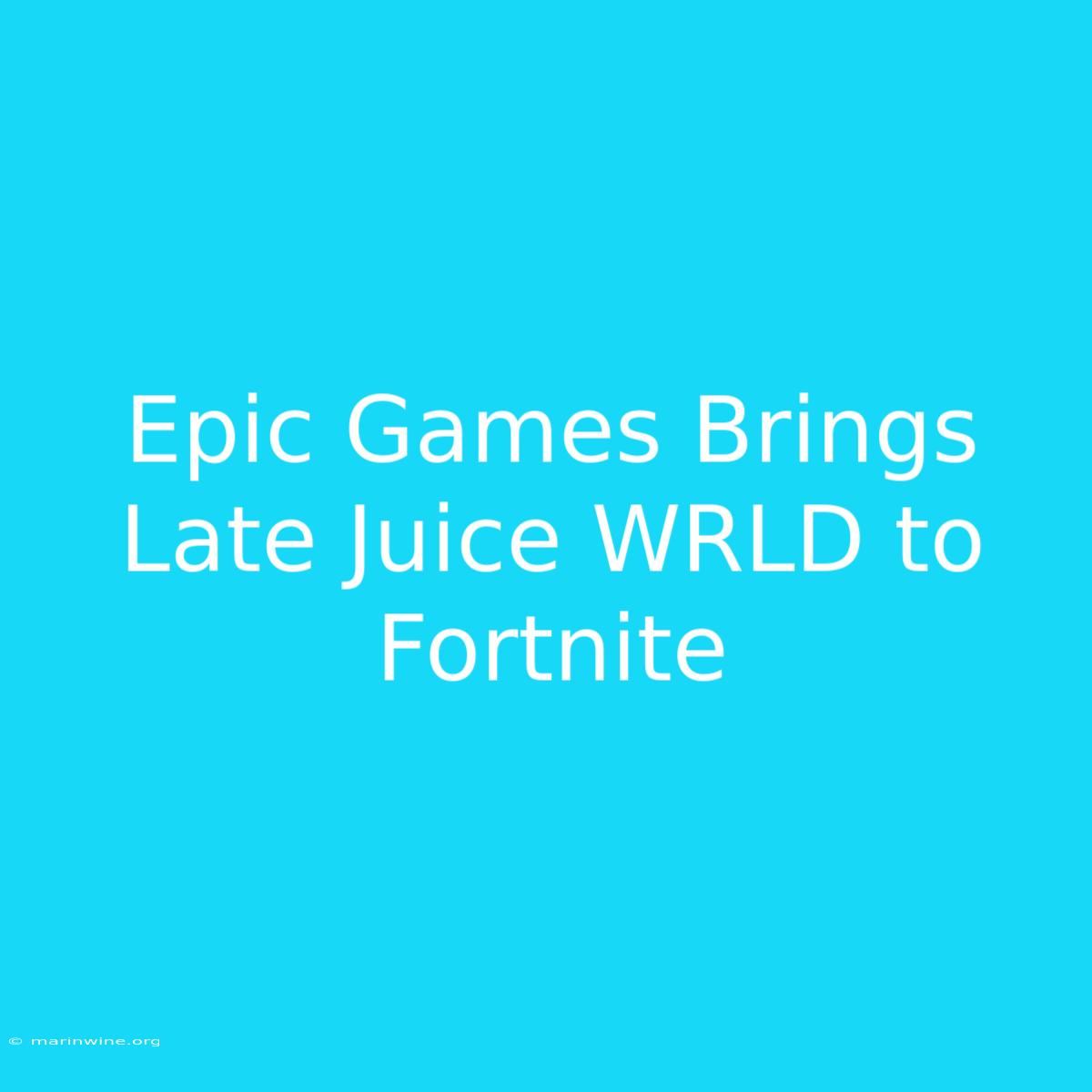 Epic Games Brings Late Juice WRLD To Fortnite