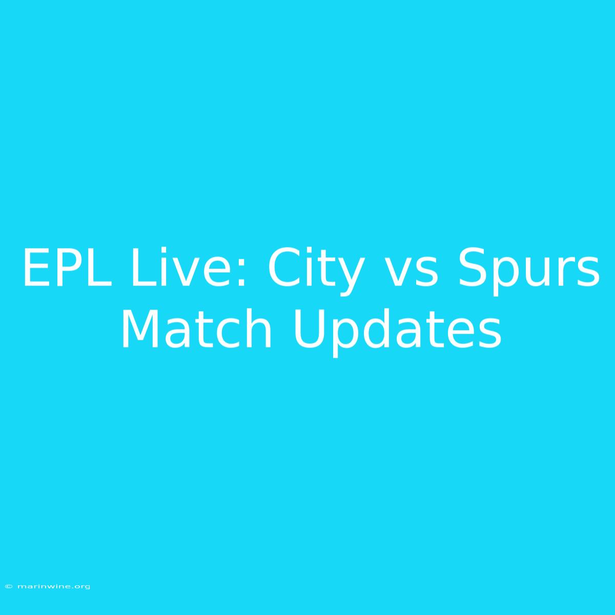 EPL Live: City Vs Spurs Match Updates