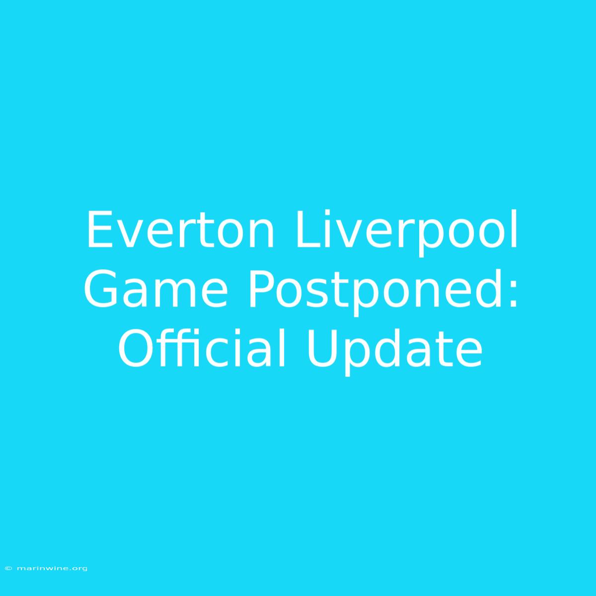 Everton Liverpool Game Postponed: Official Update