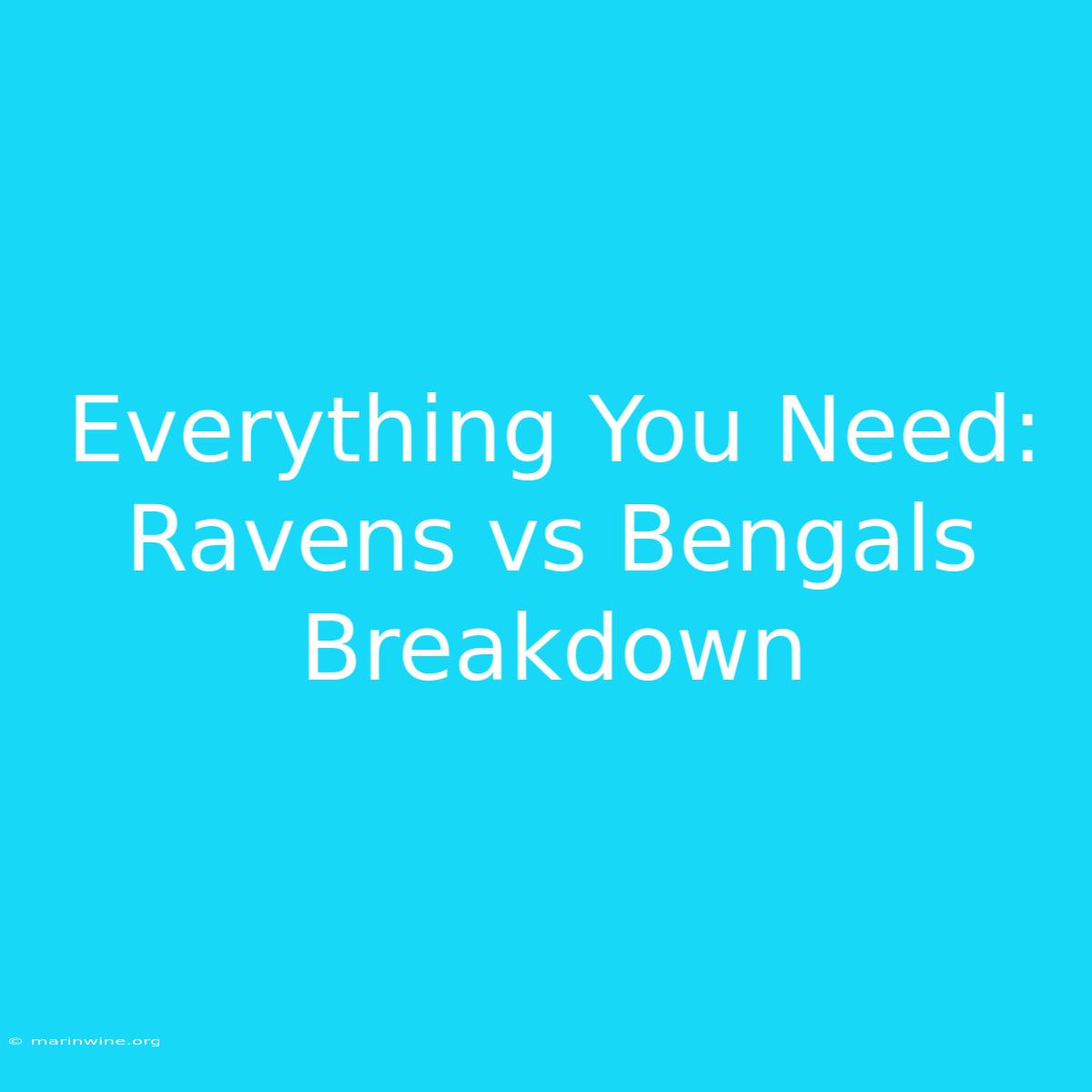 Everything You Need: Ravens Vs Bengals Breakdown 