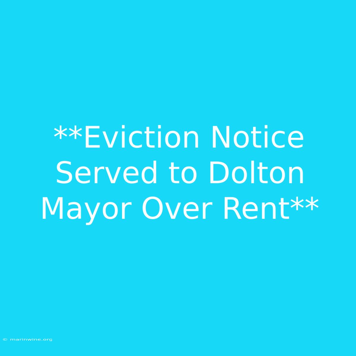 **Eviction Notice Served To Dolton Mayor Over Rent** 