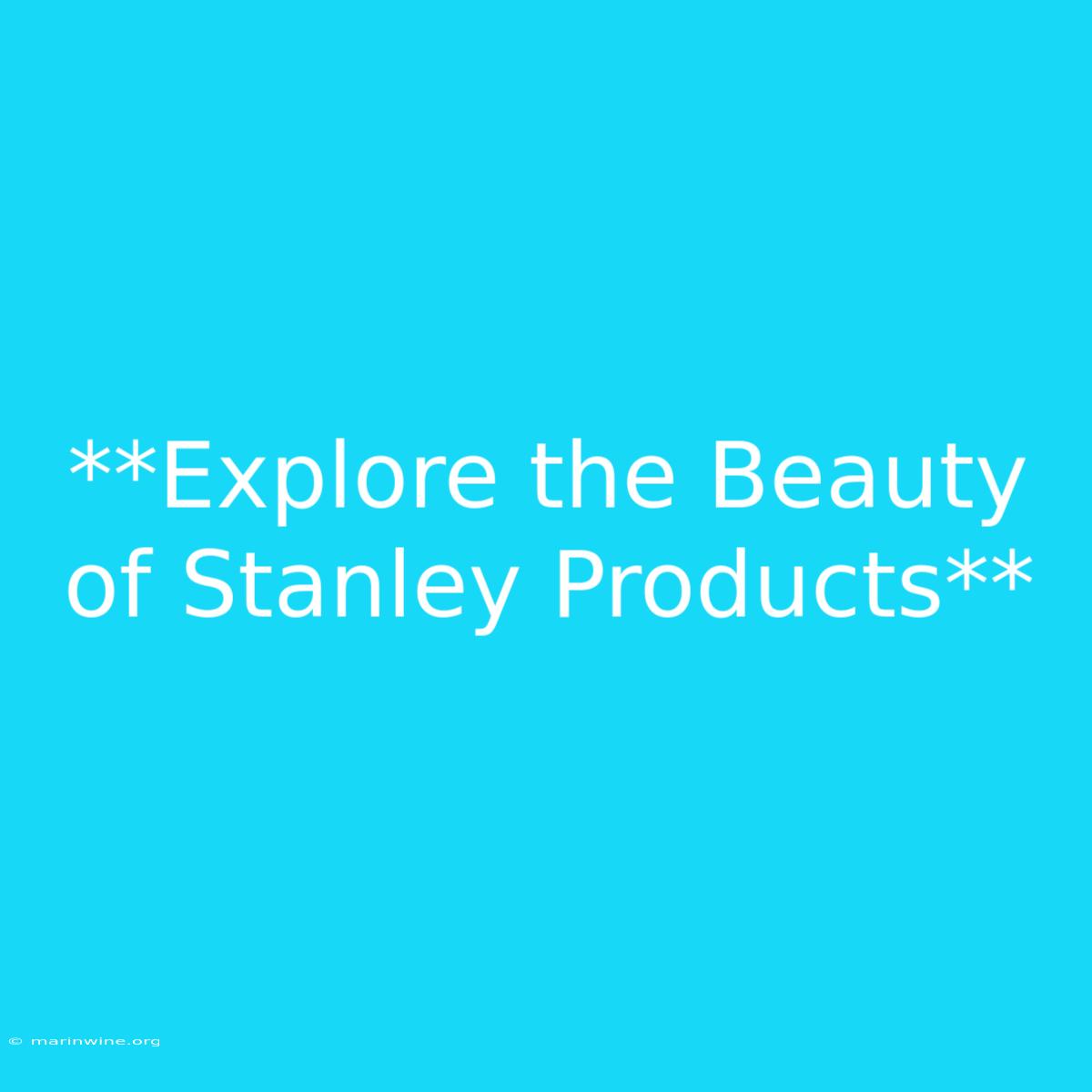 **Explore The Beauty Of Stanley Products**