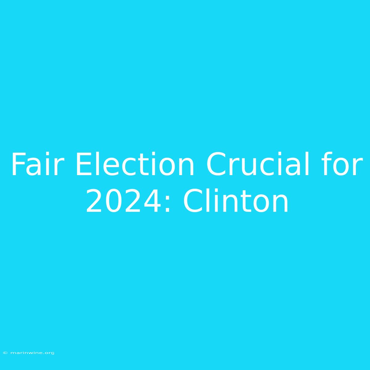 Fair Election Crucial For 2024: Clinton