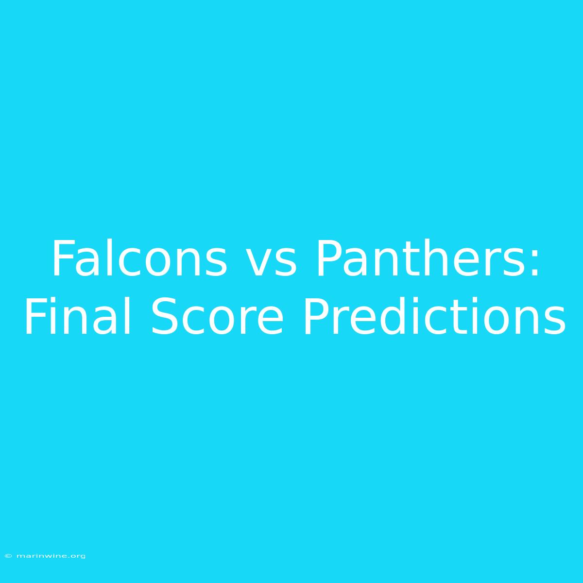 Falcons Vs Panthers: Final Score Predictions