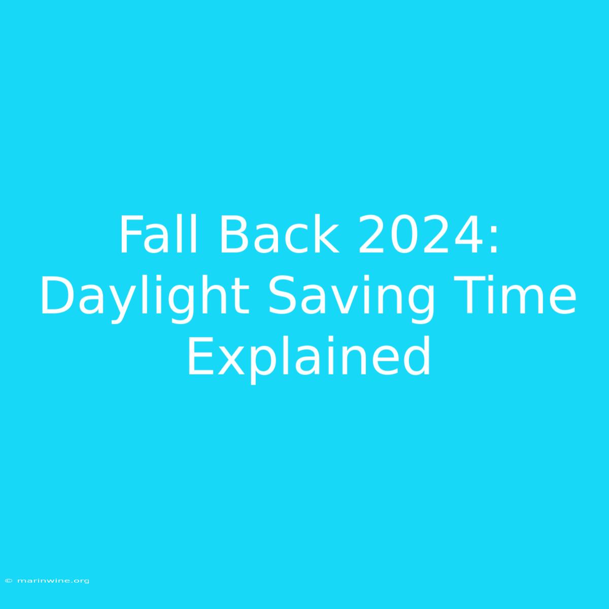 Fall Back 2024: Daylight Saving Time Explained 