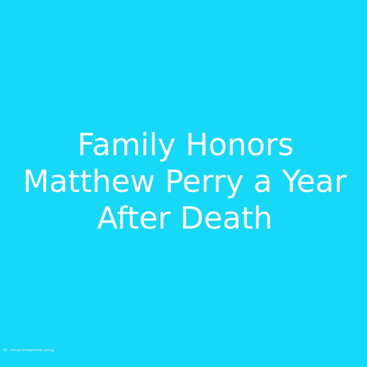 Family Honors Matthew Perry A Year After Death 