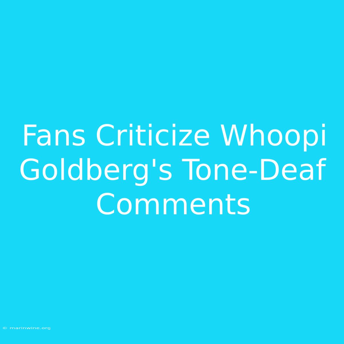 Fans Criticize Whoopi Goldberg's Tone-Deaf Comments