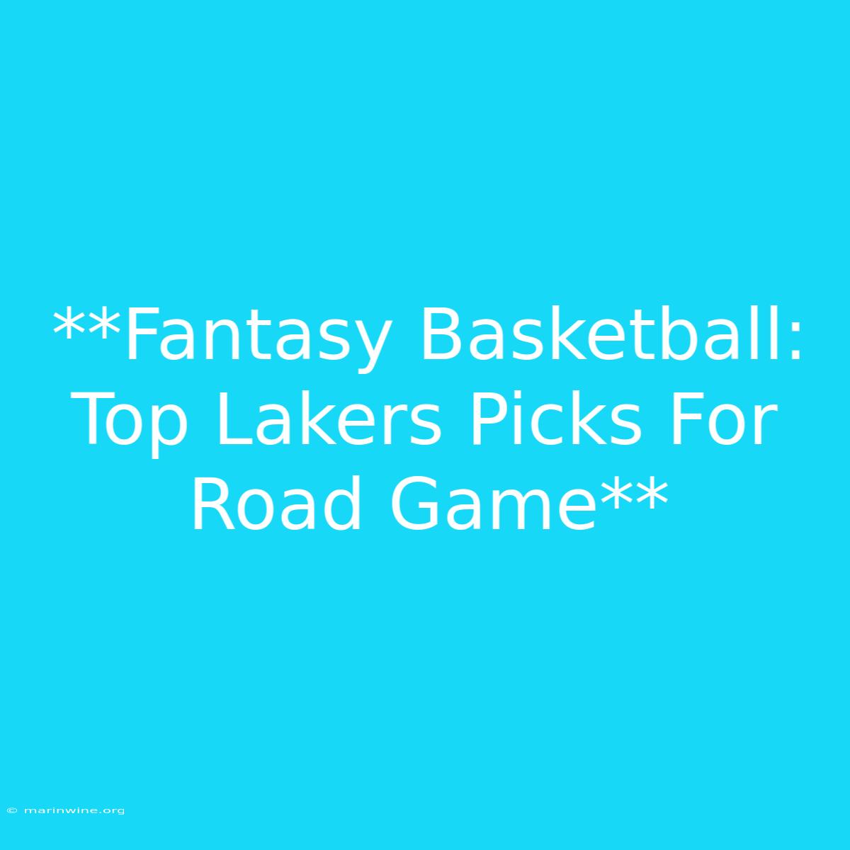 **Fantasy Basketball: Top Lakers Picks For Road Game** 