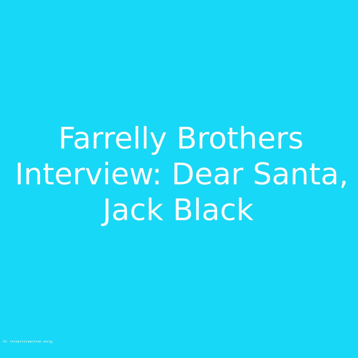 Farrelly Brothers Interview: Dear Santa, Jack Black