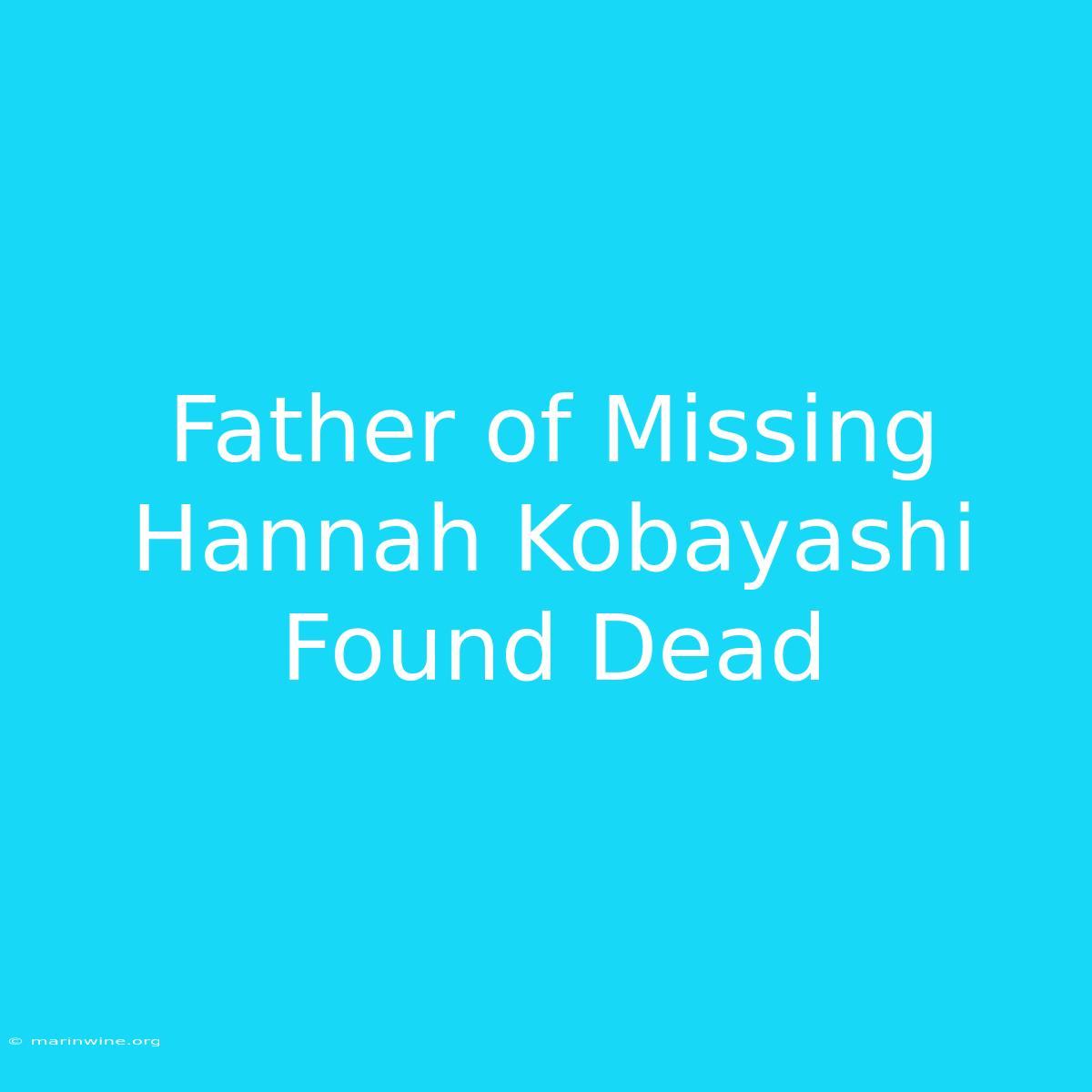 Father Of Missing Hannah Kobayashi Found Dead