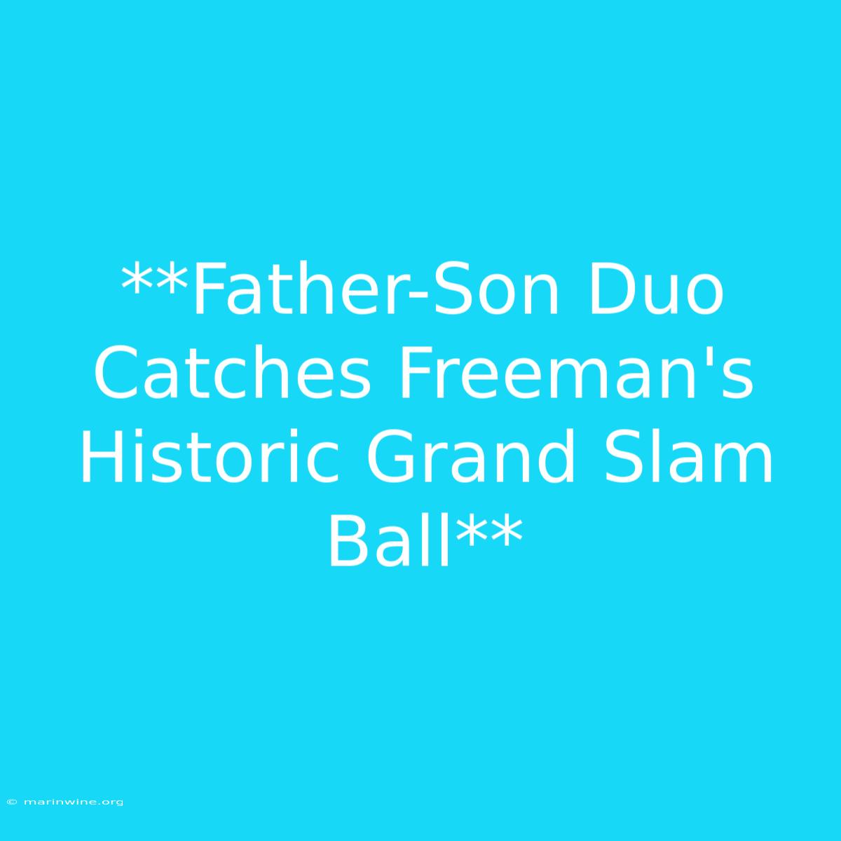 **Father-Son Duo Catches Freeman's Historic Grand Slam Ball**