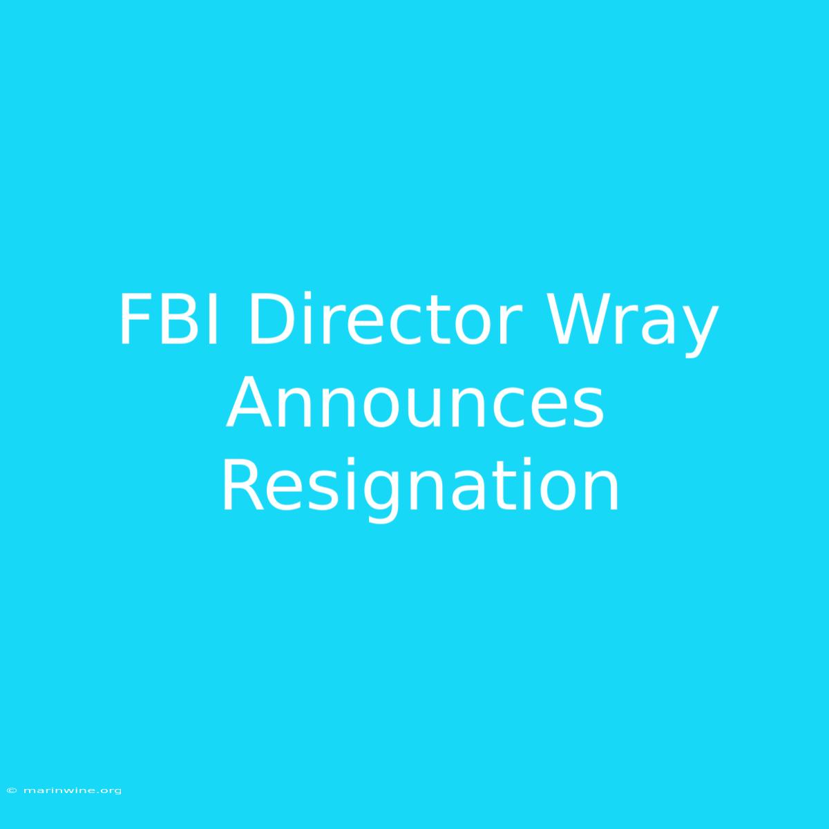 FBI Director Wray Announces Resignation