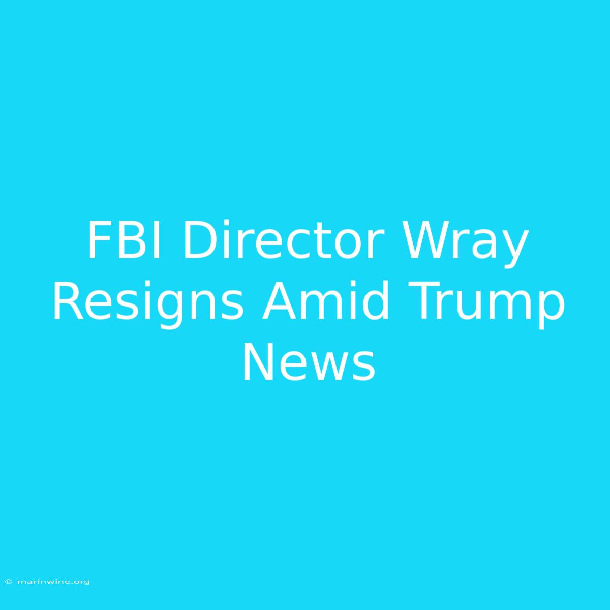 FBI Director Wray Resigns Amid Trump News