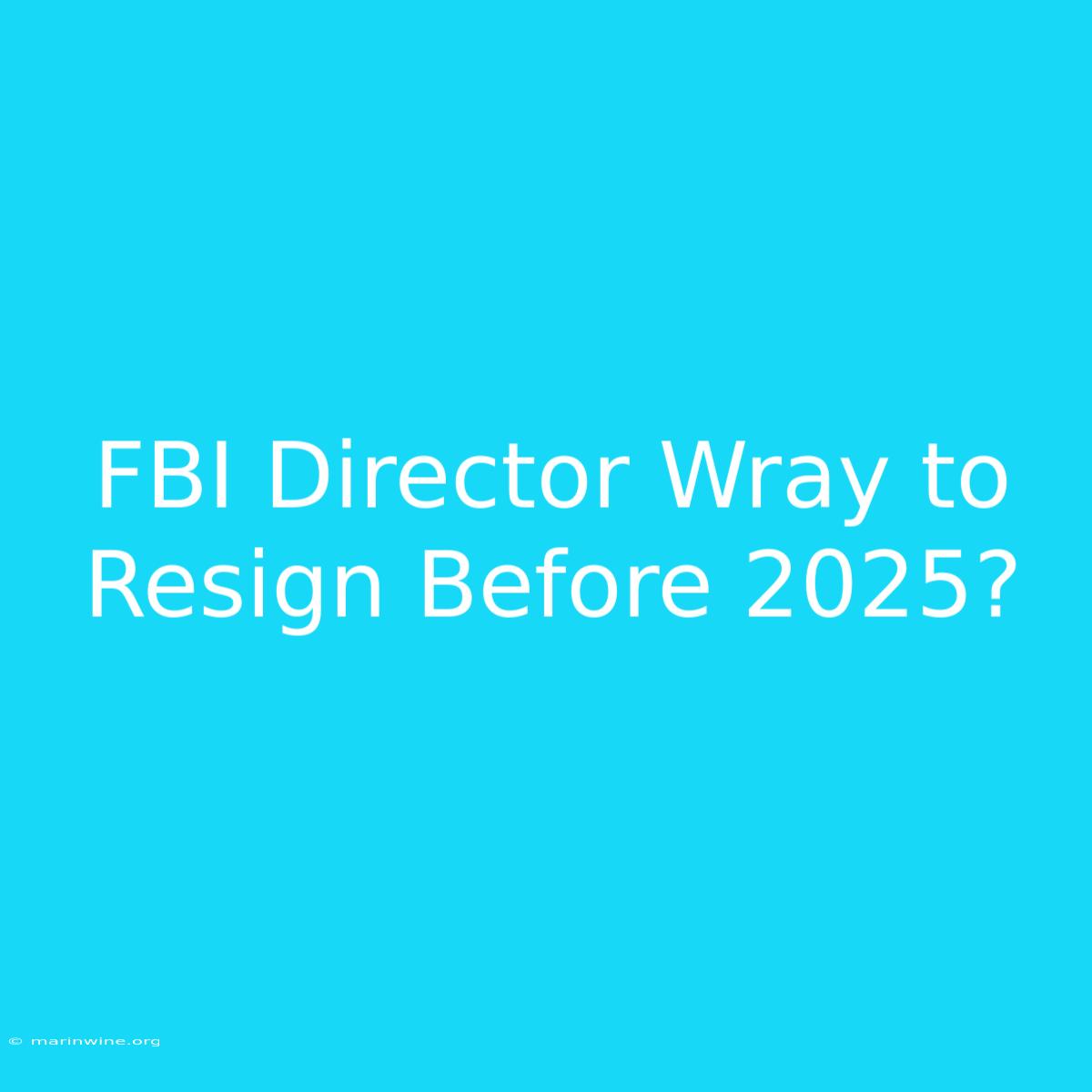 FBI Director Wray To Resign Before 2025?