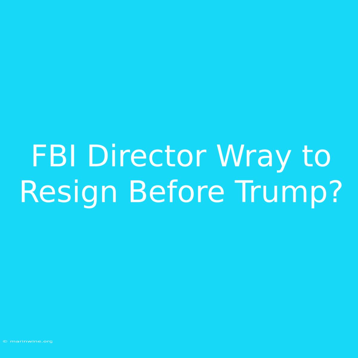 FBI Director Wray To Resign Before Trump?