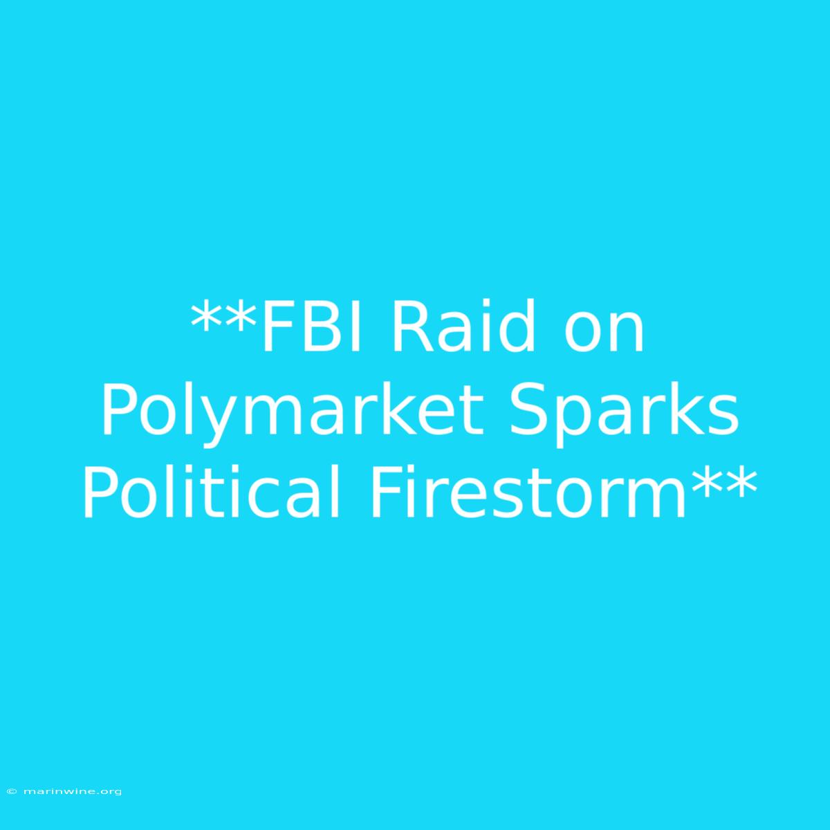 **FBI Raid On Polymarket Sparks Political Firestorm**