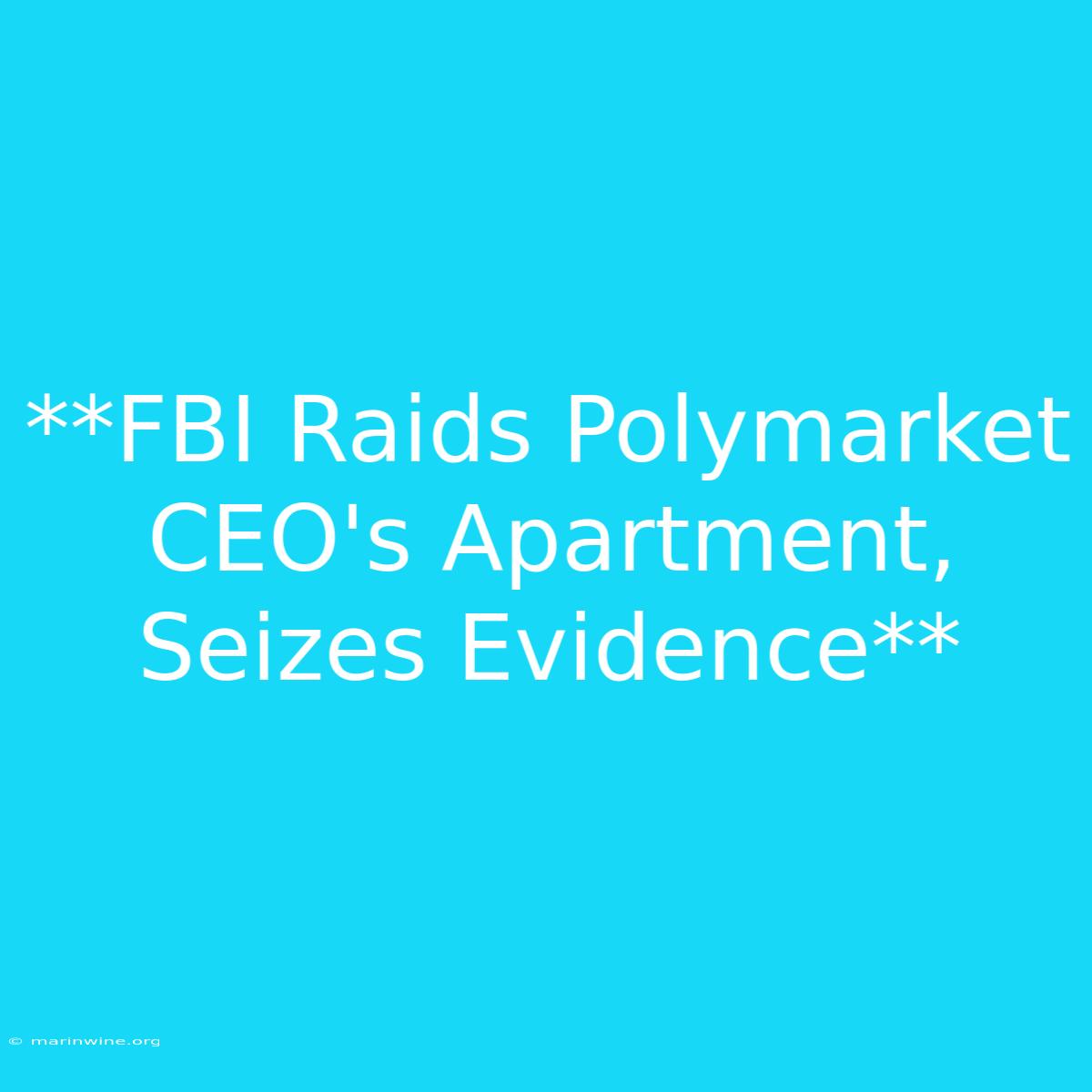 **FBI Raids Polymarket CEO's Apartment, Seizes Evidence** 