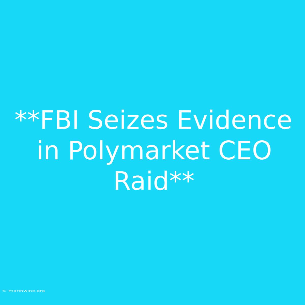 **FBI Seizes Evidence In Polymarket CEO Raid** 