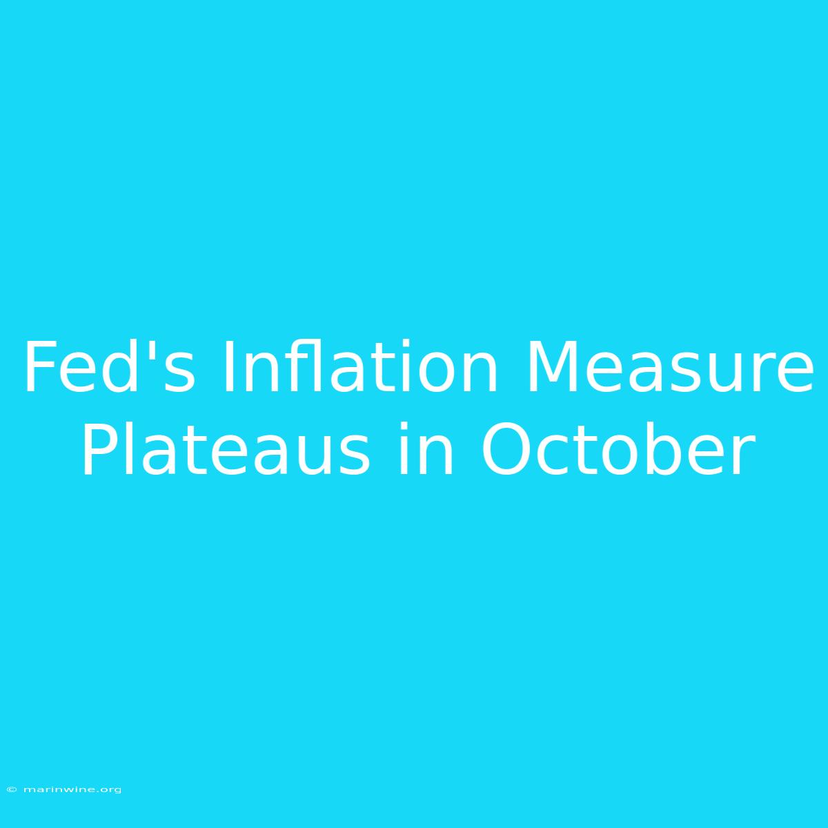 Fed's Inflation Measure Plateaus In October