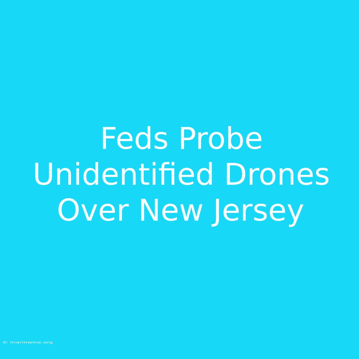 Feds Probe Unidentified Drones Over New Jersey