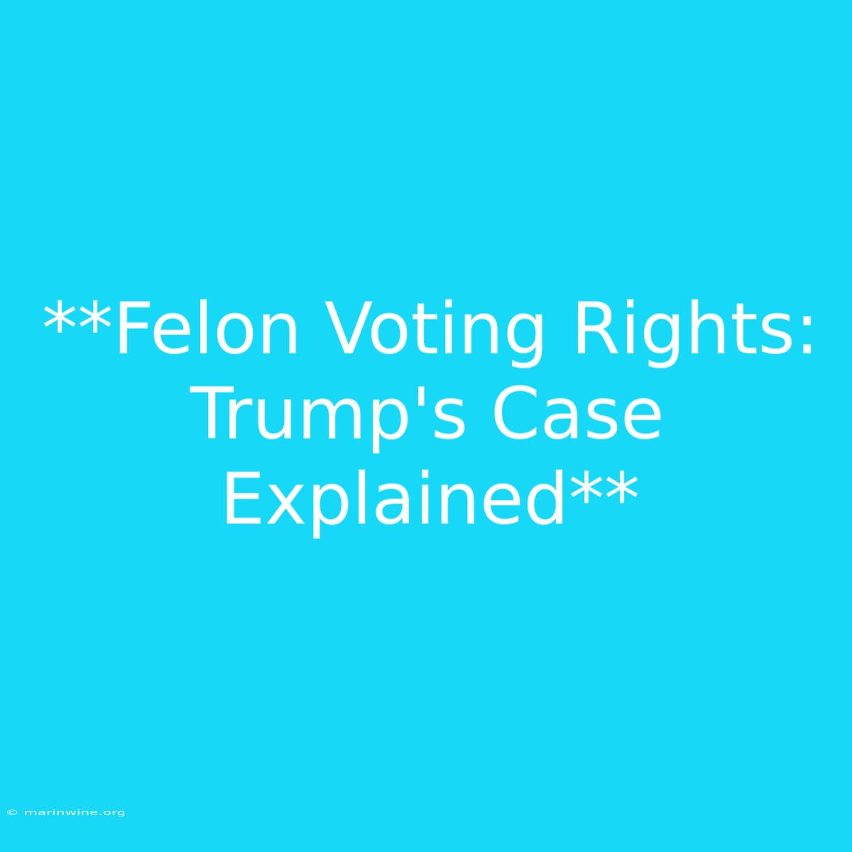 **Felon Voting Rights: Trump's Case Explained**