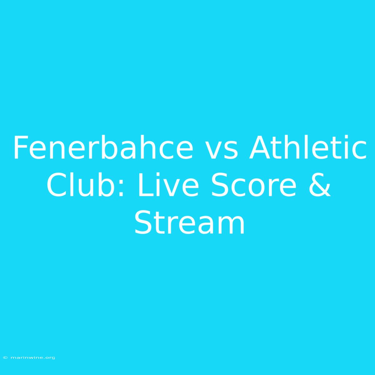 Fenerbahce Vs Athletic Club: Live Score & Stream