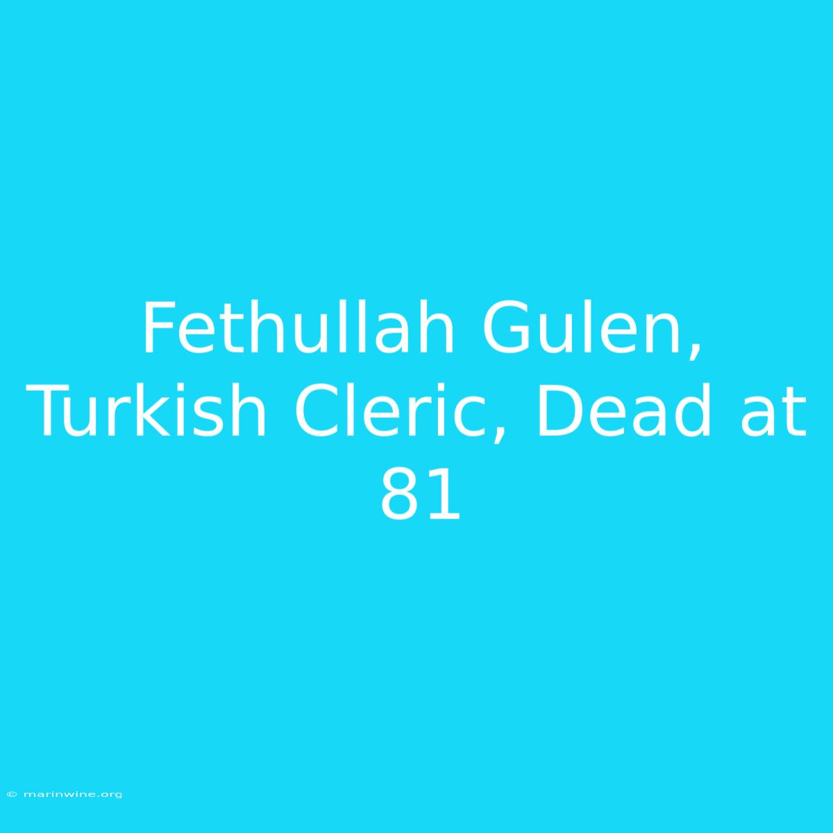 Fethullah Gulen, Turkish Cleric, Dead At 81 