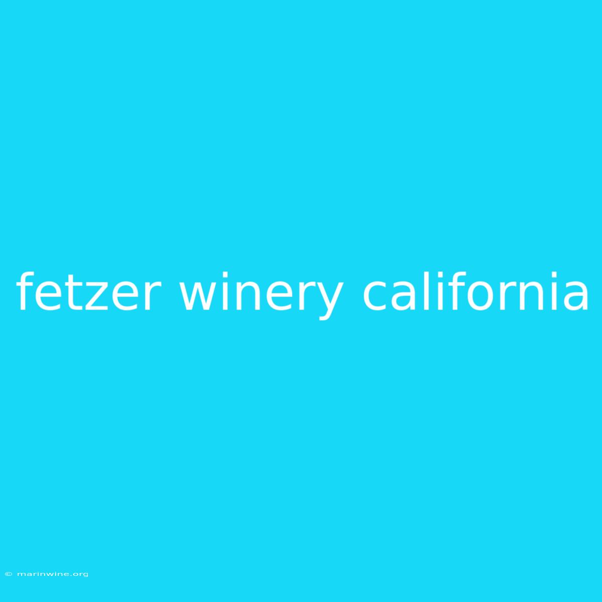 Fetzer Winery California