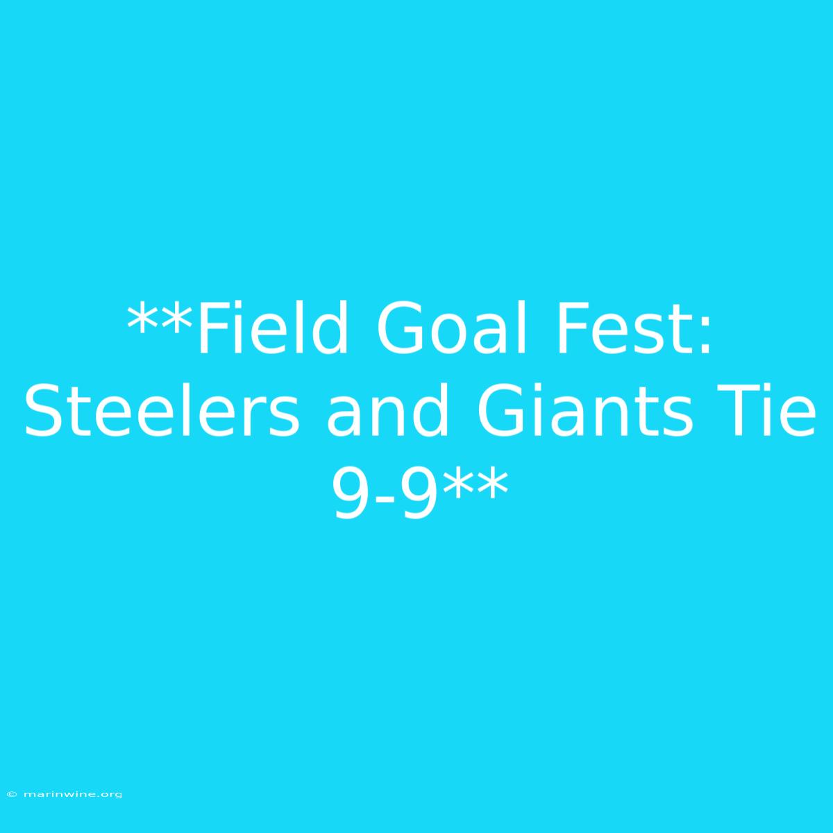 **Field Goal Fest: Steelers And Giants Tie 9-9**